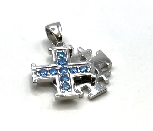 Sterling Silver Double Jerusalem Cross Pendant
